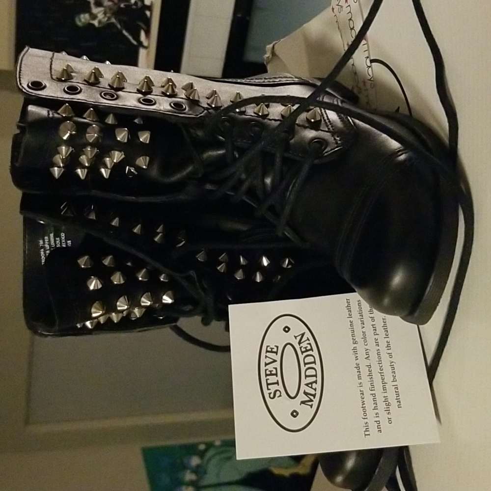 Steve Madden custom Troopa black leather boots